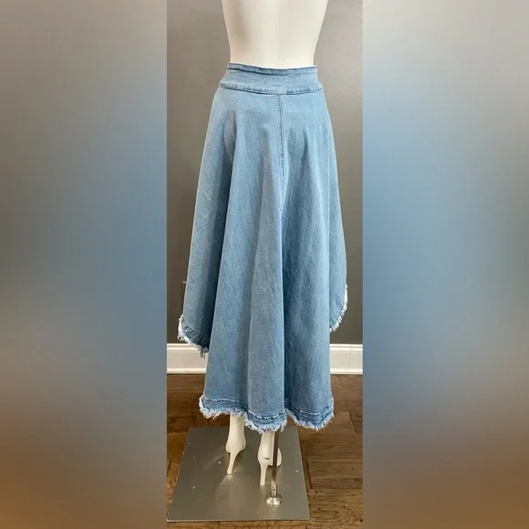 AKIRA Kelsey Overlay Wrap Denim Skirt Belt Size Small - Picture 4 of 13